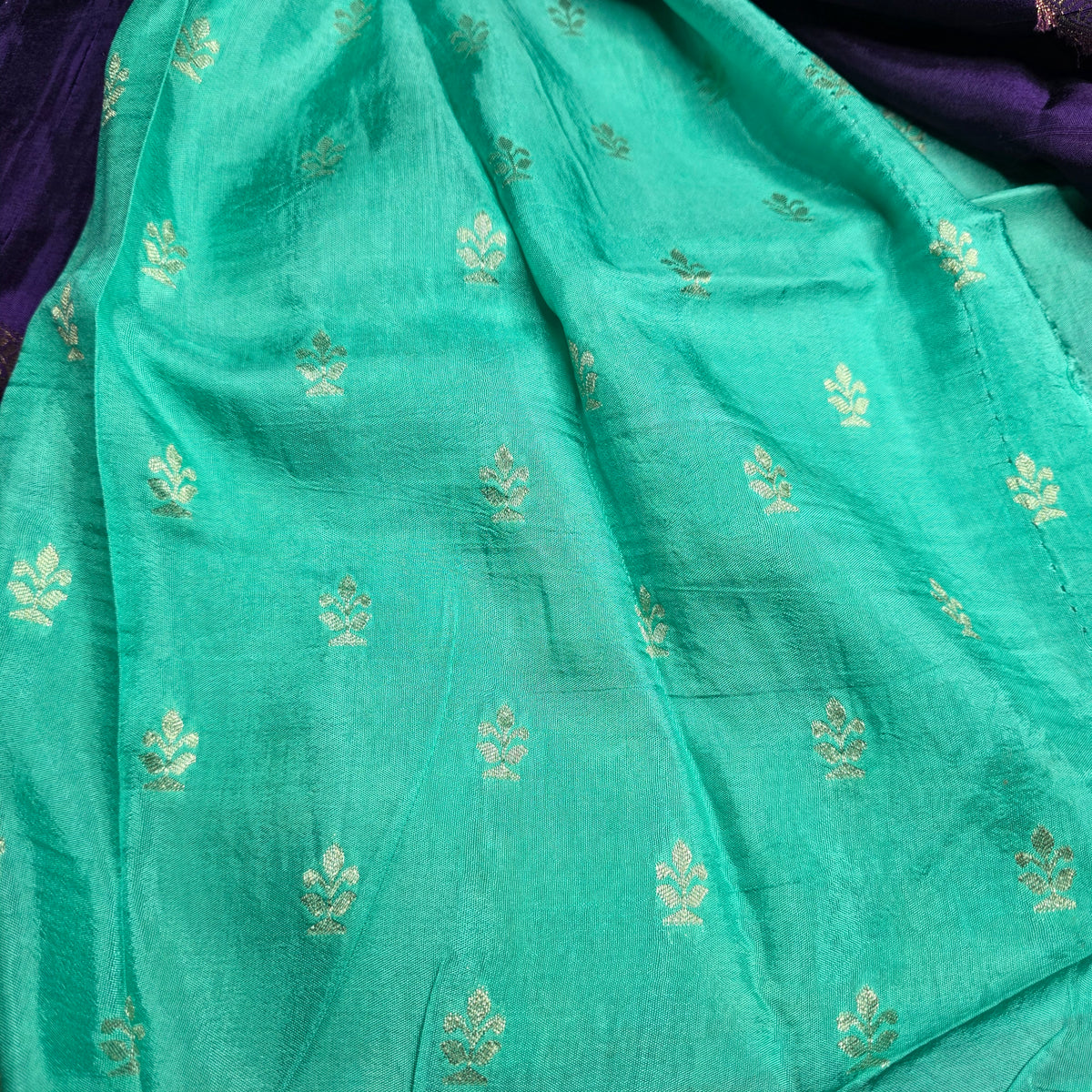 Pure Dola Viscose - Navy Blue with Sea Green