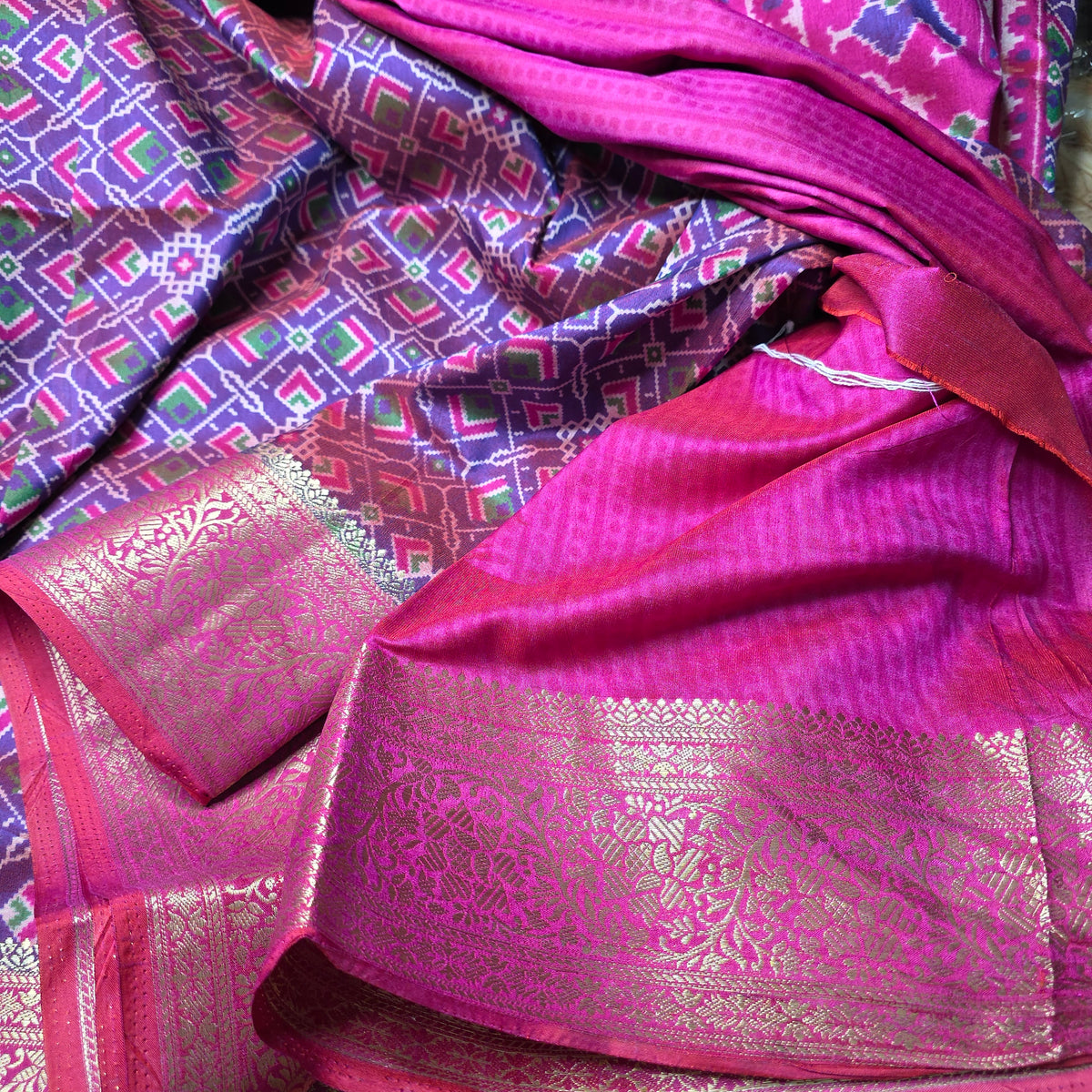 Patola Silk Saree - Blue Shade