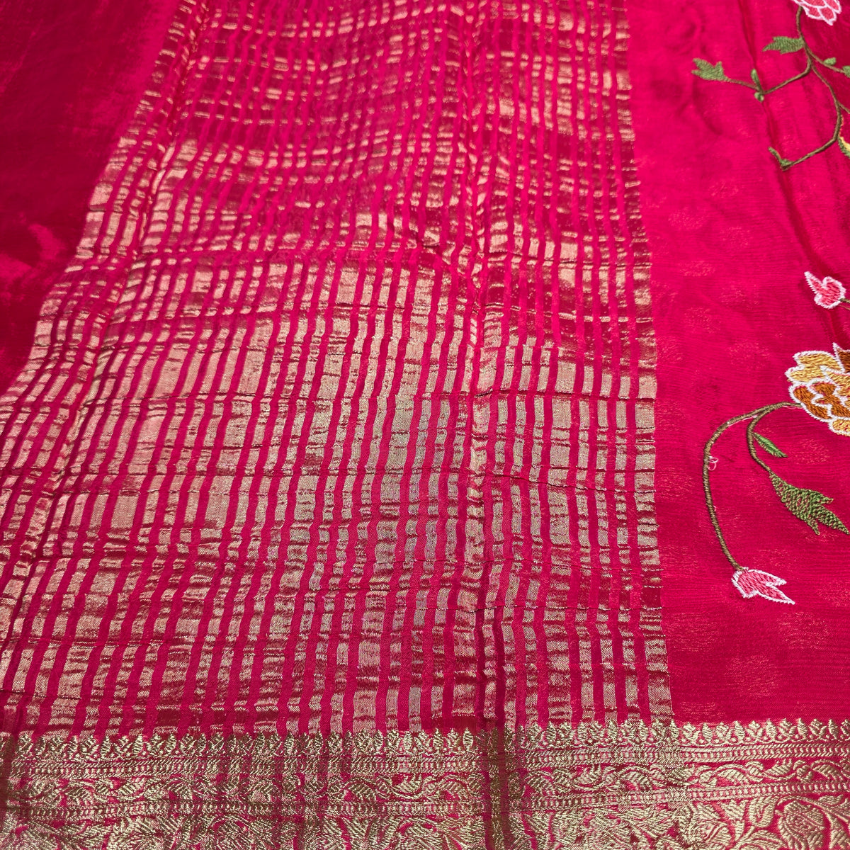 Pure Chinnon Georgette - Rani Pink