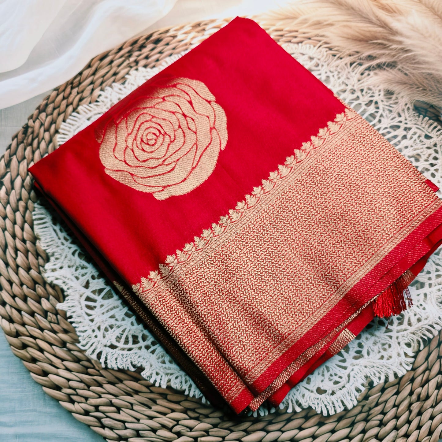 Red crepe silk