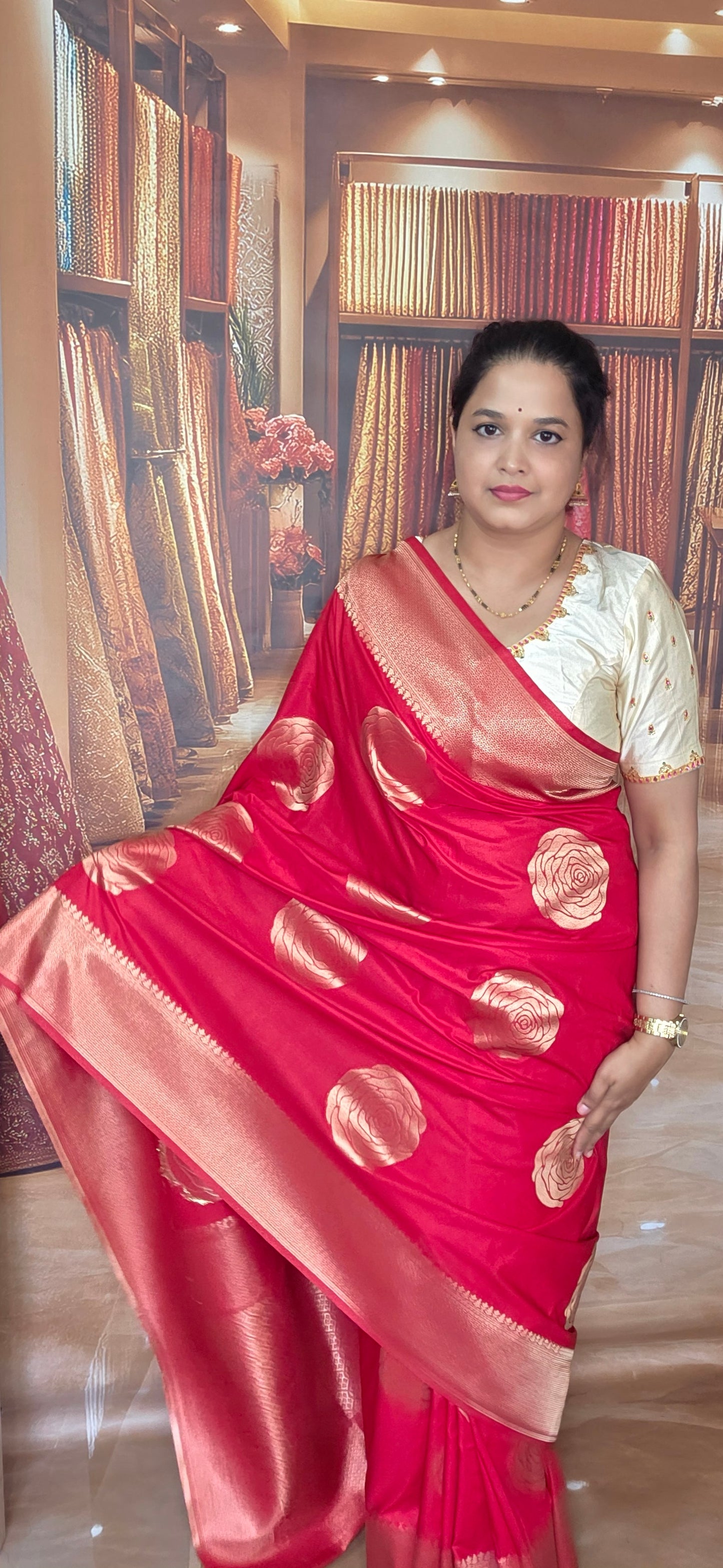 Red crepe silk