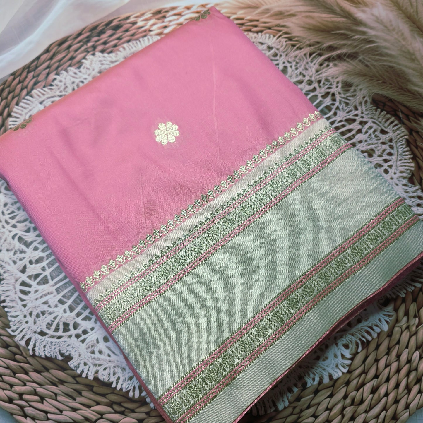 Peach Silk saree
