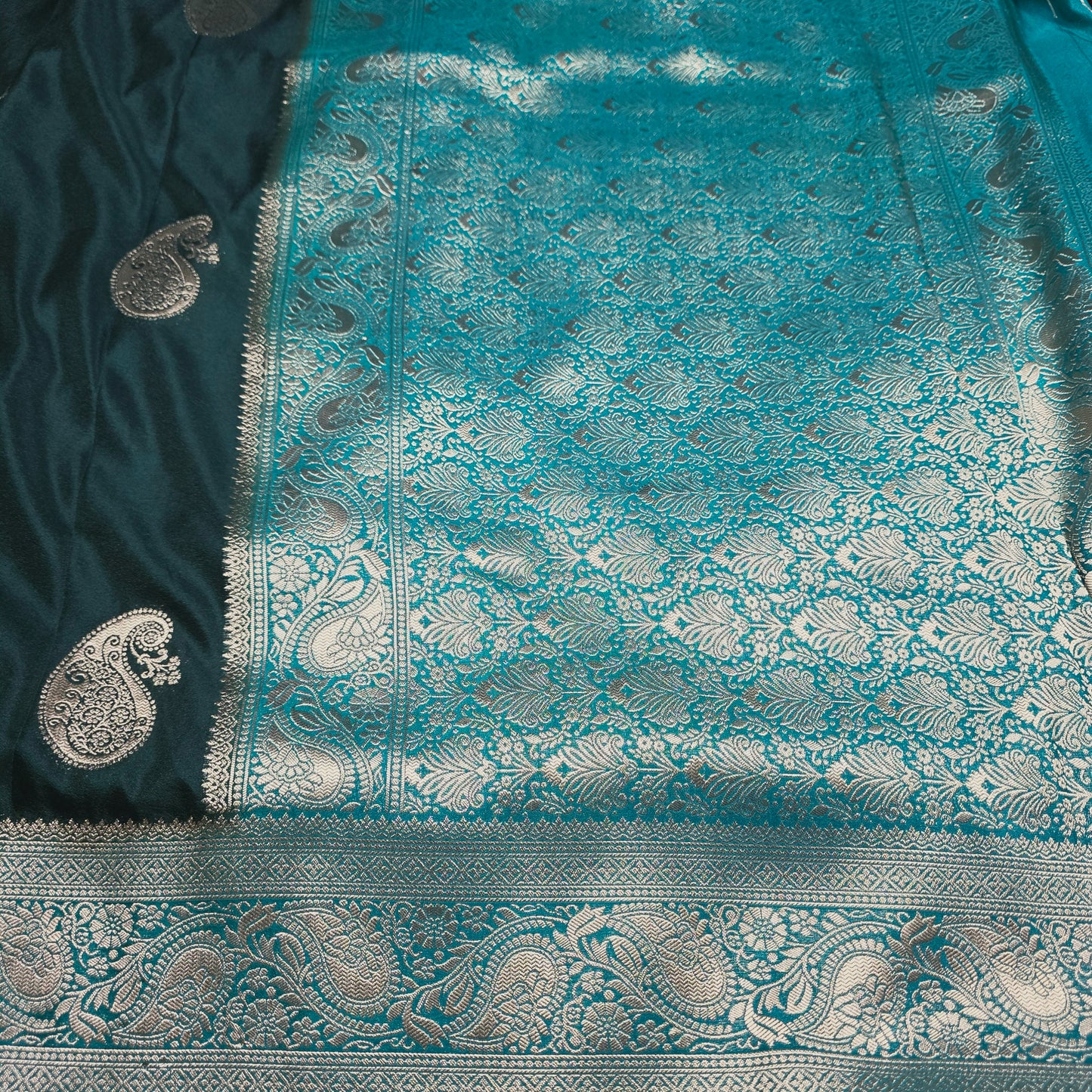 Green crepe georgette saree