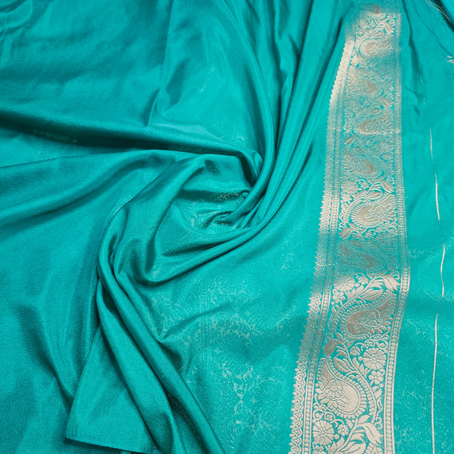 Green crepe georgette saree