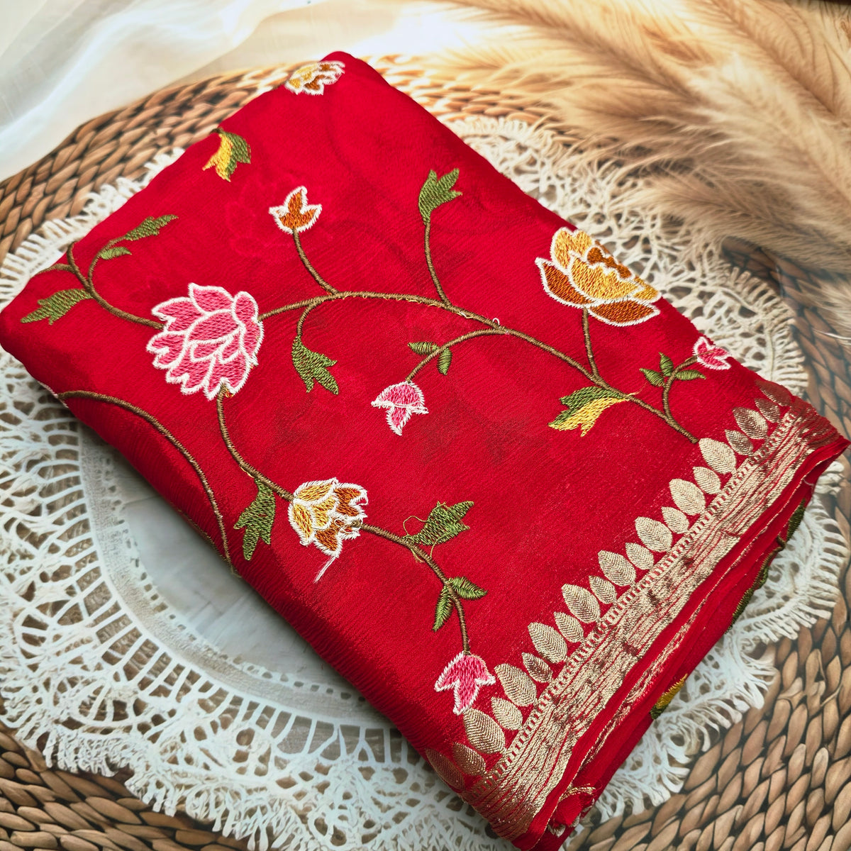Pure Chinnon Georgette - Red