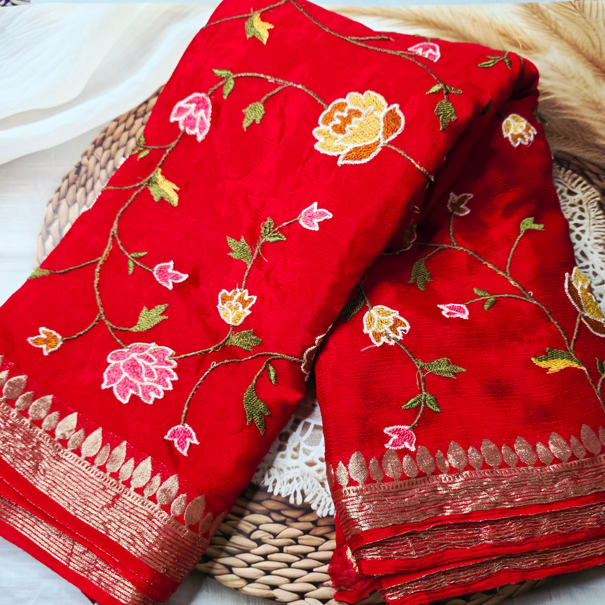 Pure Chinnon Georgette - Red
