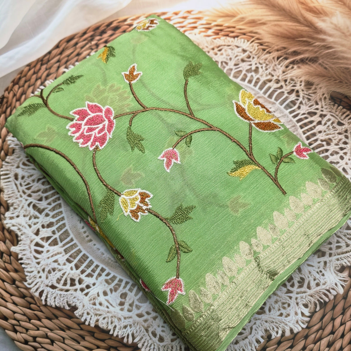 Pure Chinnon Georgette - Pastel Green