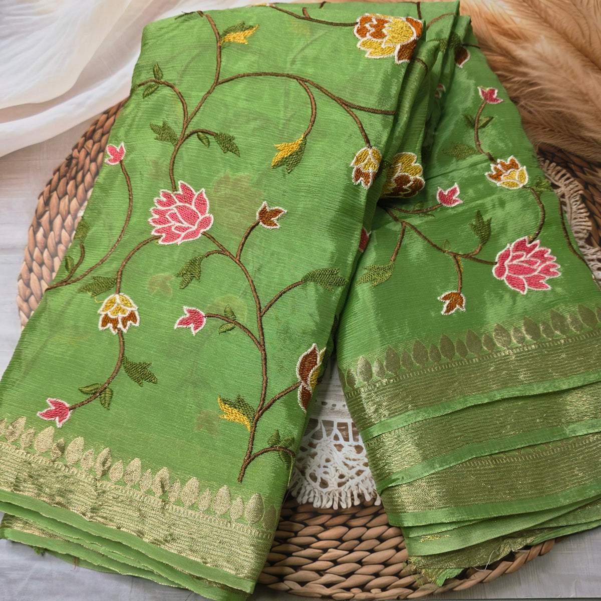 Pure Chinnon Georgette - Pastel Green