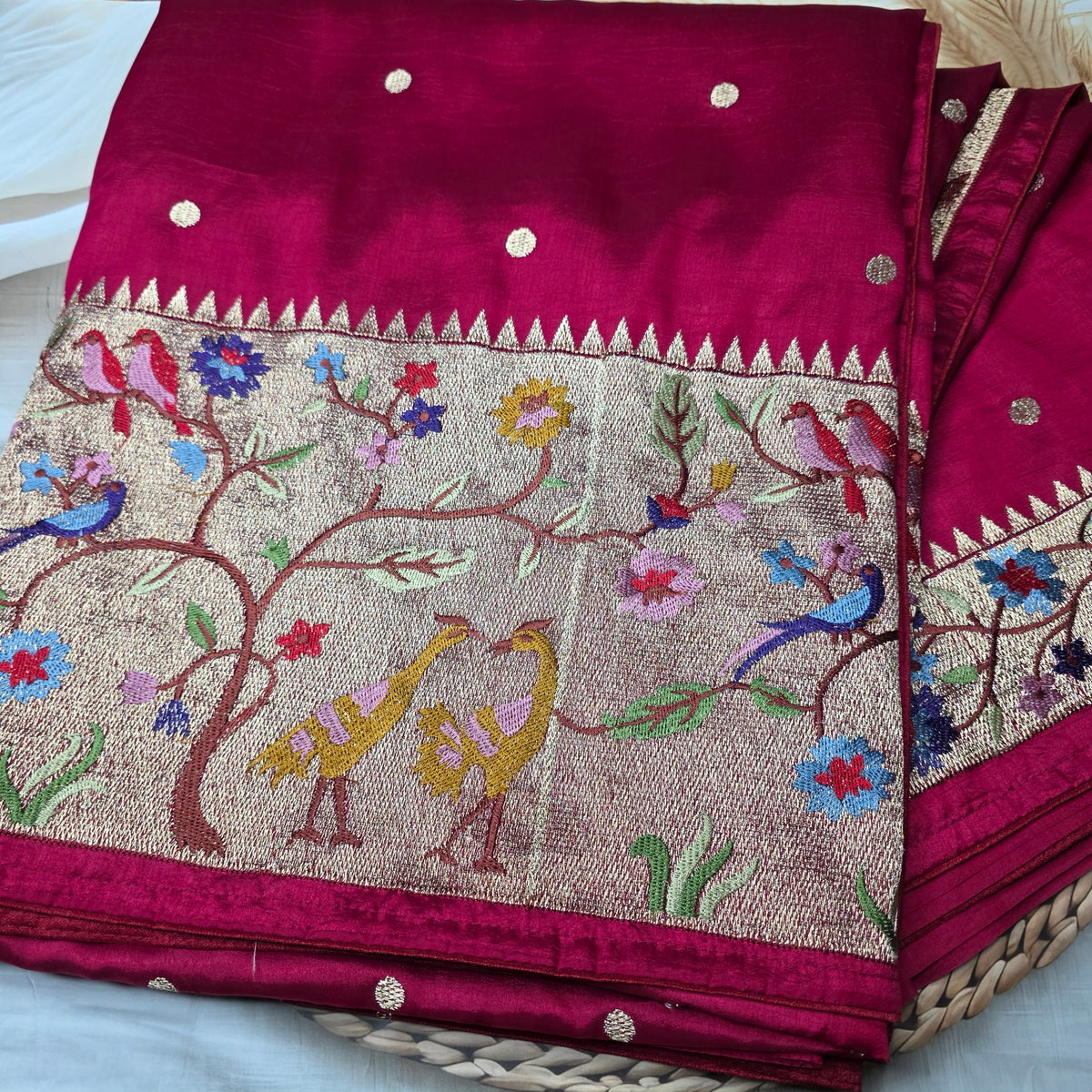 Pure Tussar with German Silver Weaving