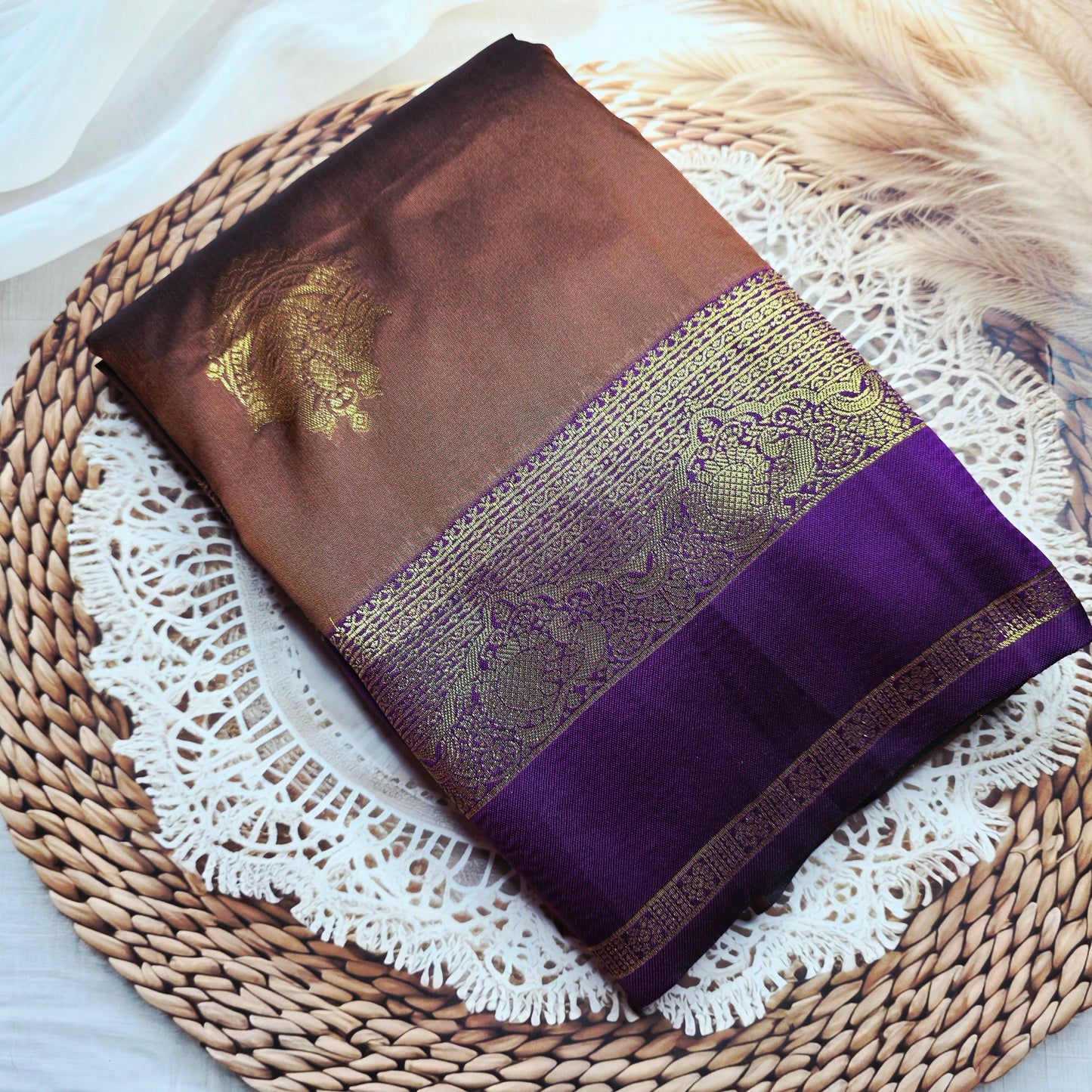 Gold Zari Bantex Border Silk Saree
