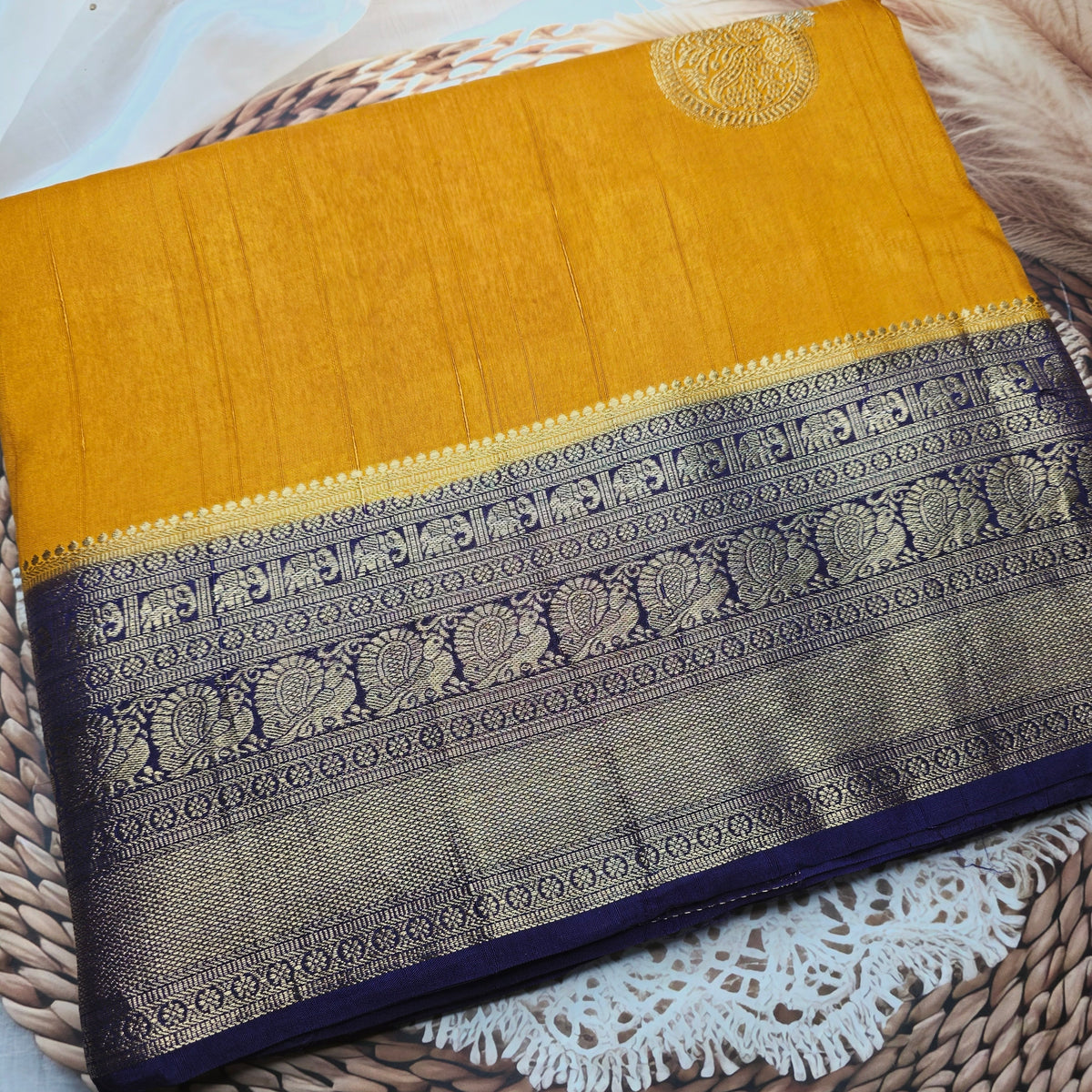 Pure Dola Viscose - Yellow with Purple