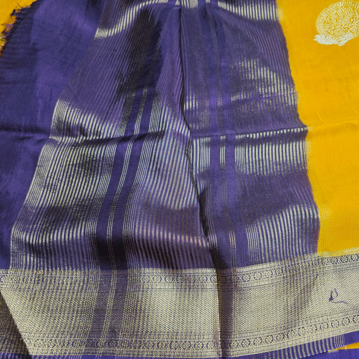 Pure Dola Viscose - Yellow with Purple
