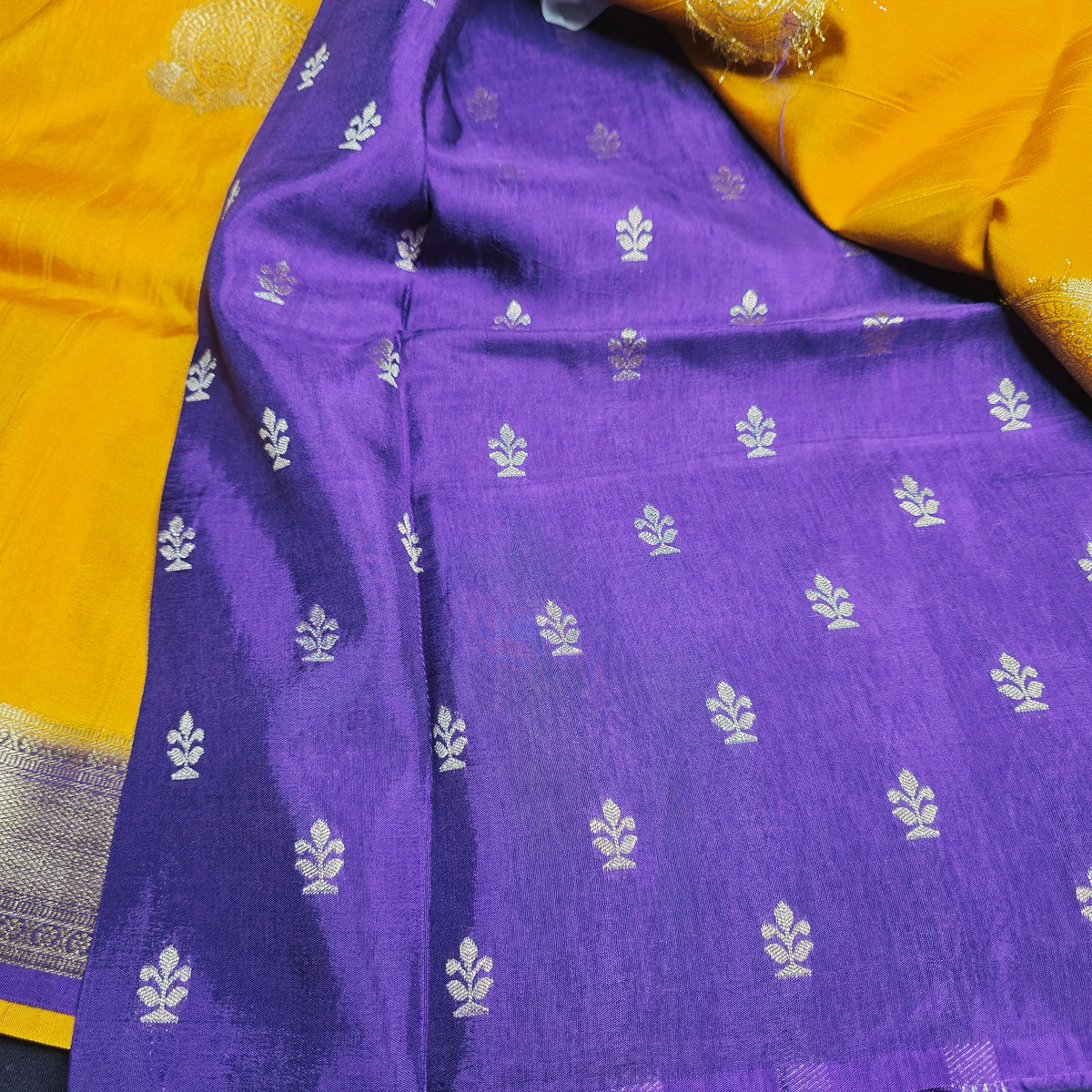 Pure Dola Viscose - Yellow with Purple