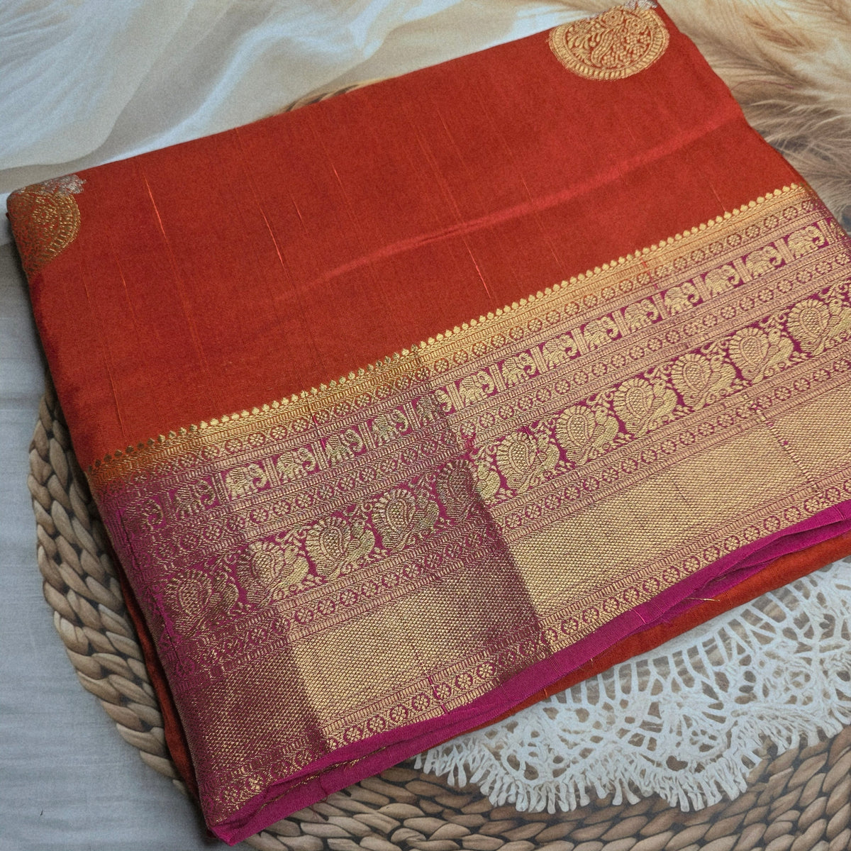 Pure Dola Viscose - Orange with Pink