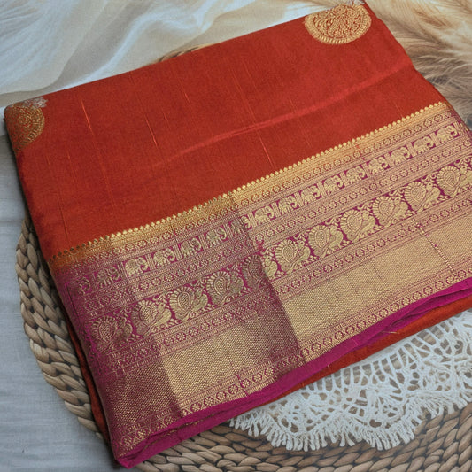 Pure Dola Viscose - Orange with Pink