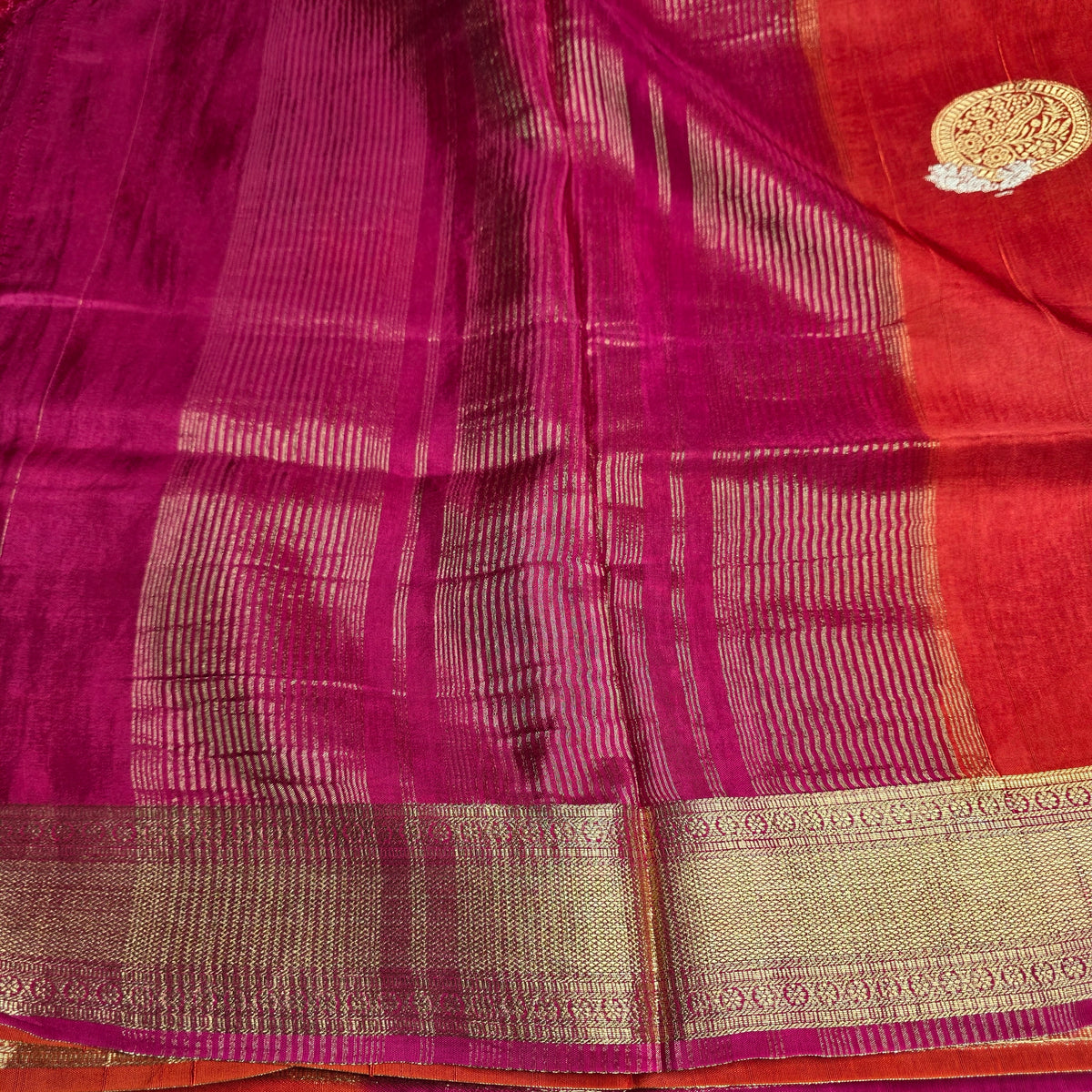 Pure Dola Viscose - Orange with Pink