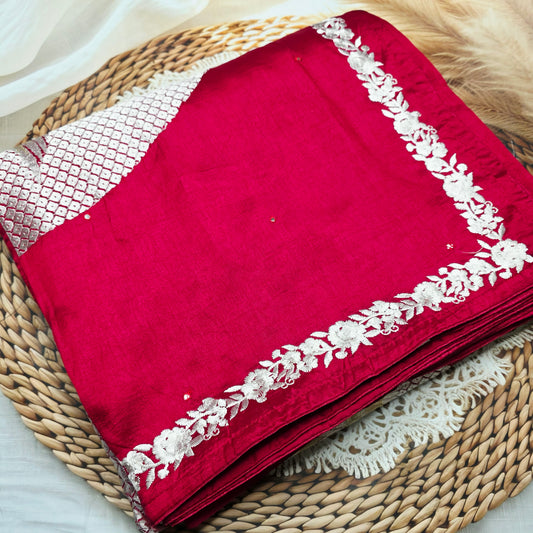Pure Raw Silk Saree - Vibrant Magenta
