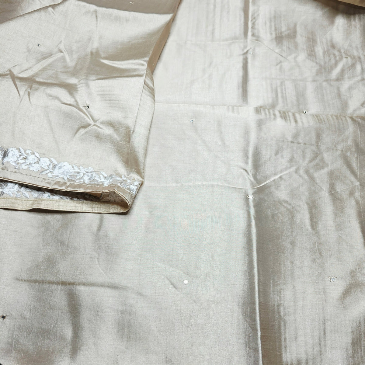 Pure Raw Silk Saree - Champagne Gold