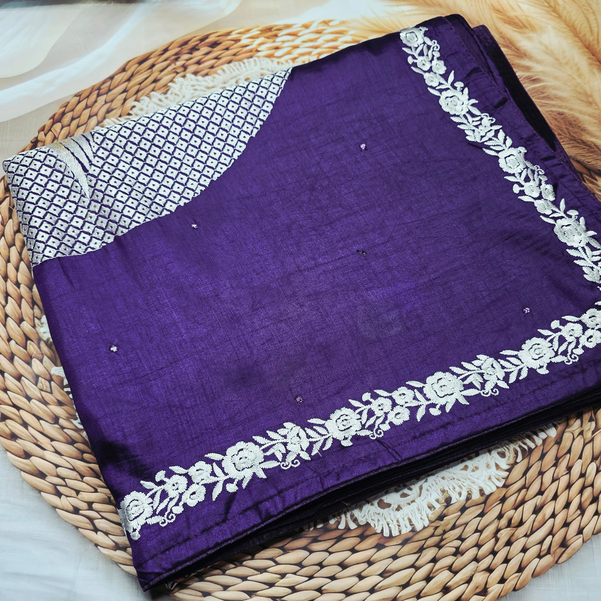 Pure Raw Silk Saree - Voilet