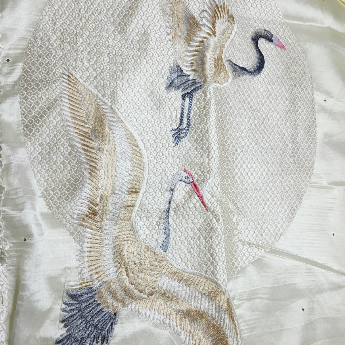 Pure Raw Silk Saree - Pearl White
