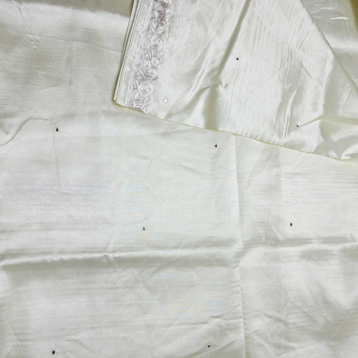 Pure Raw Silk Saree - Pearl White