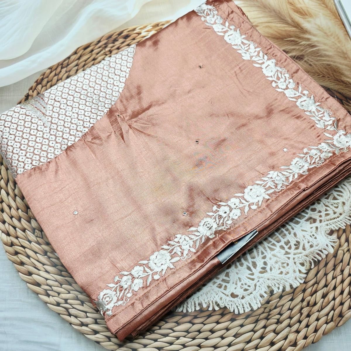 Pure Raw Silk Saree - Dusty Rose
