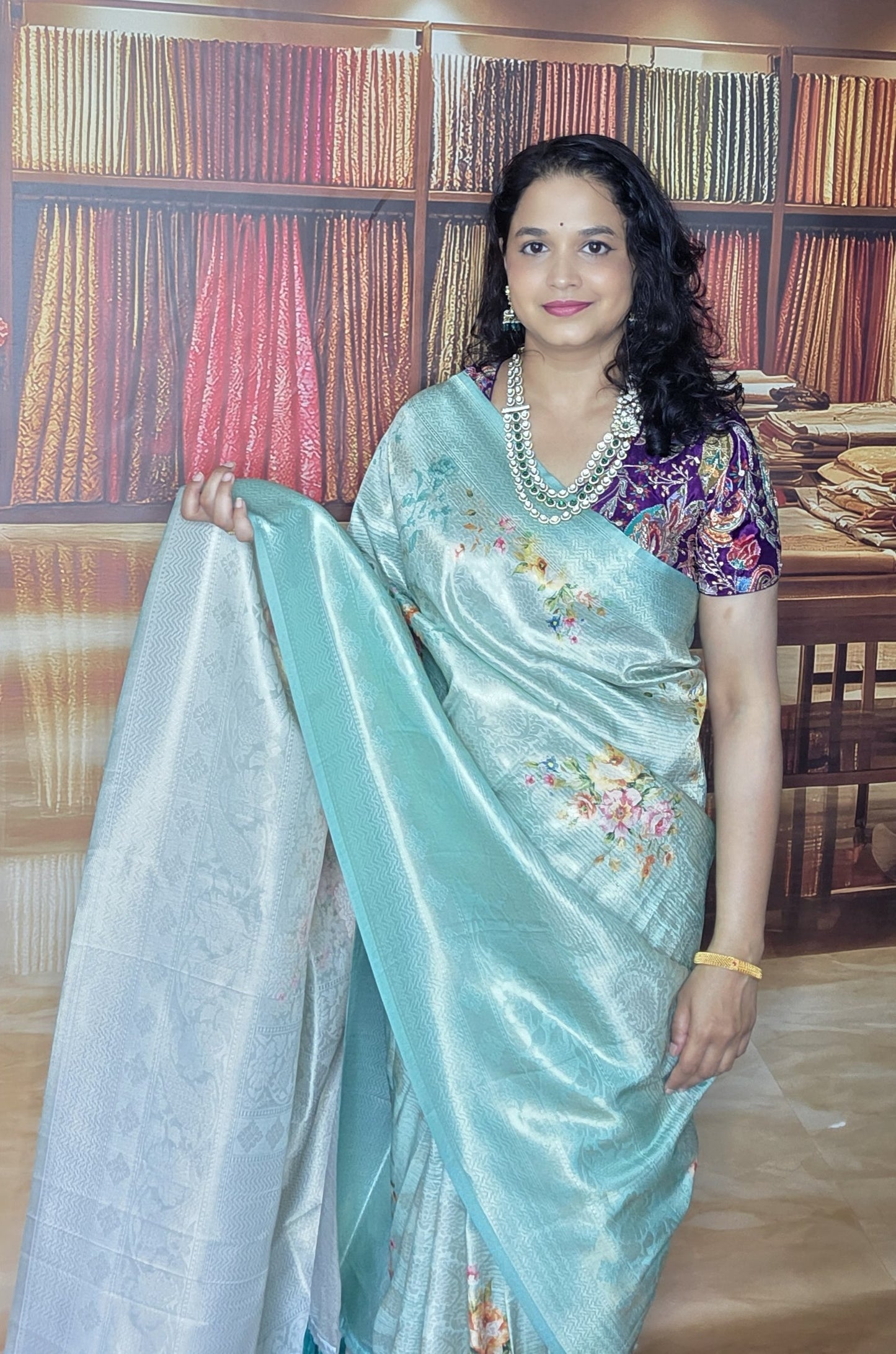Kanjivaram Digital print saree