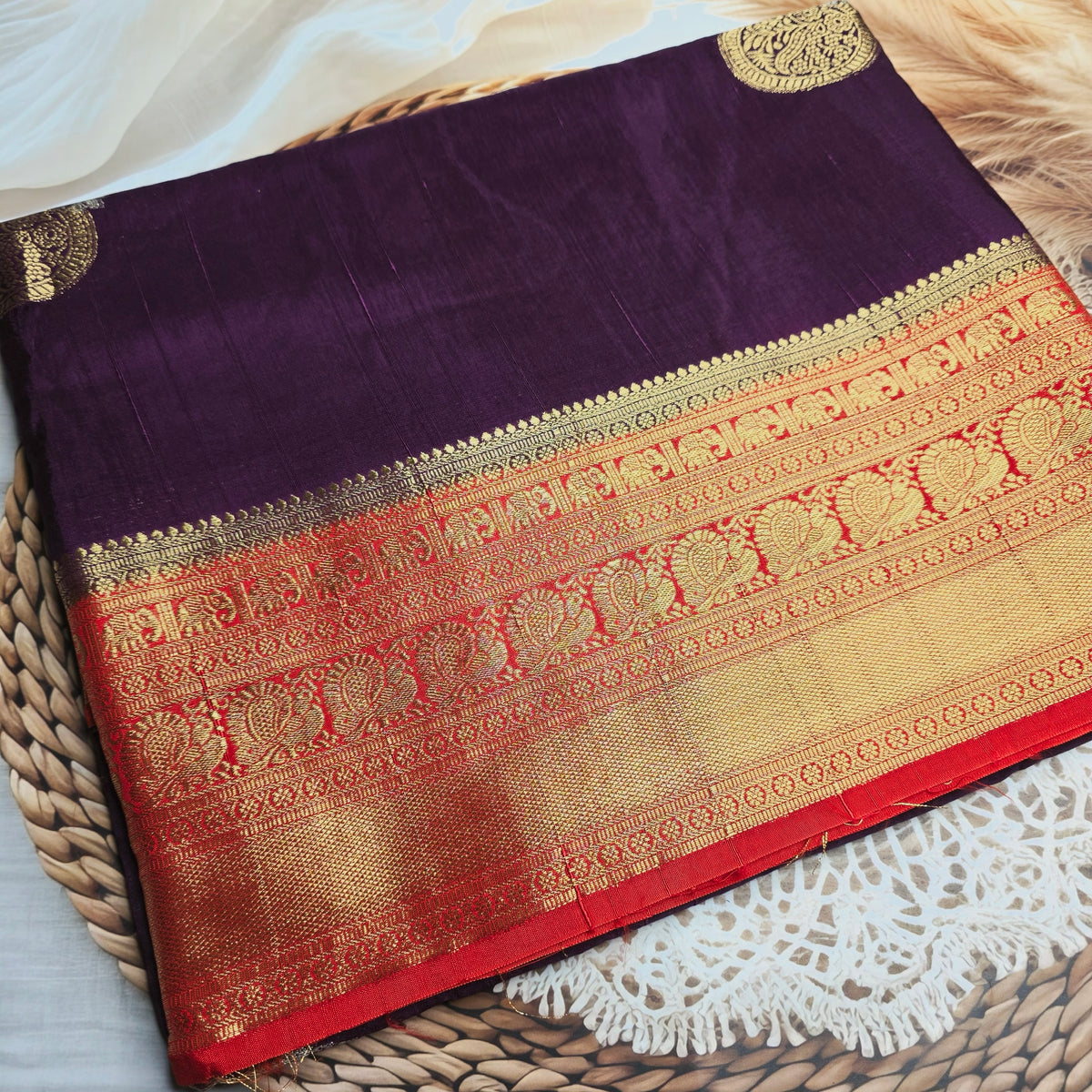 Pure Dola Viscose - Purple with Orange