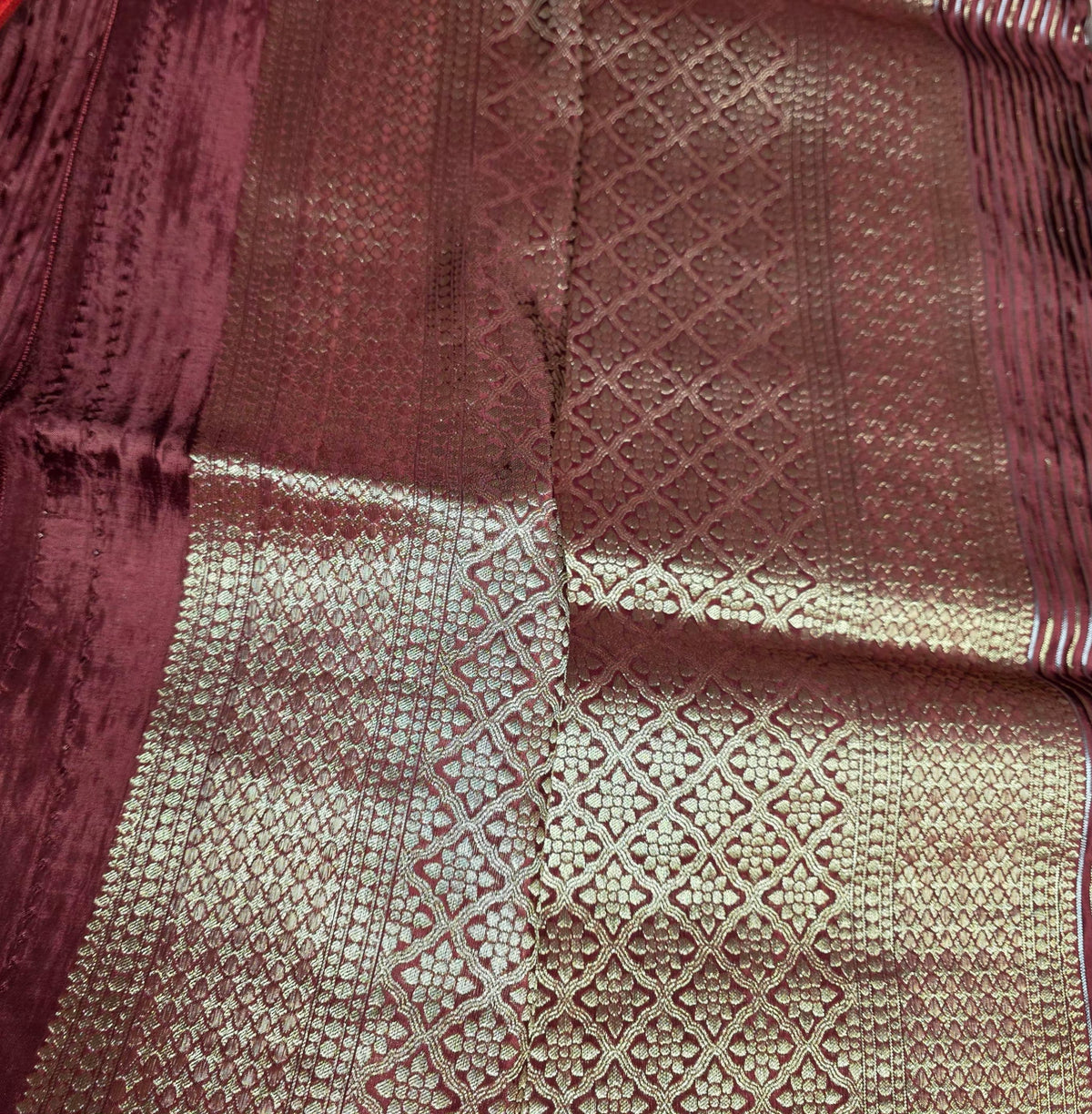 Pure Viscose - With Gold and Silver Stripes in Chocolate Brown