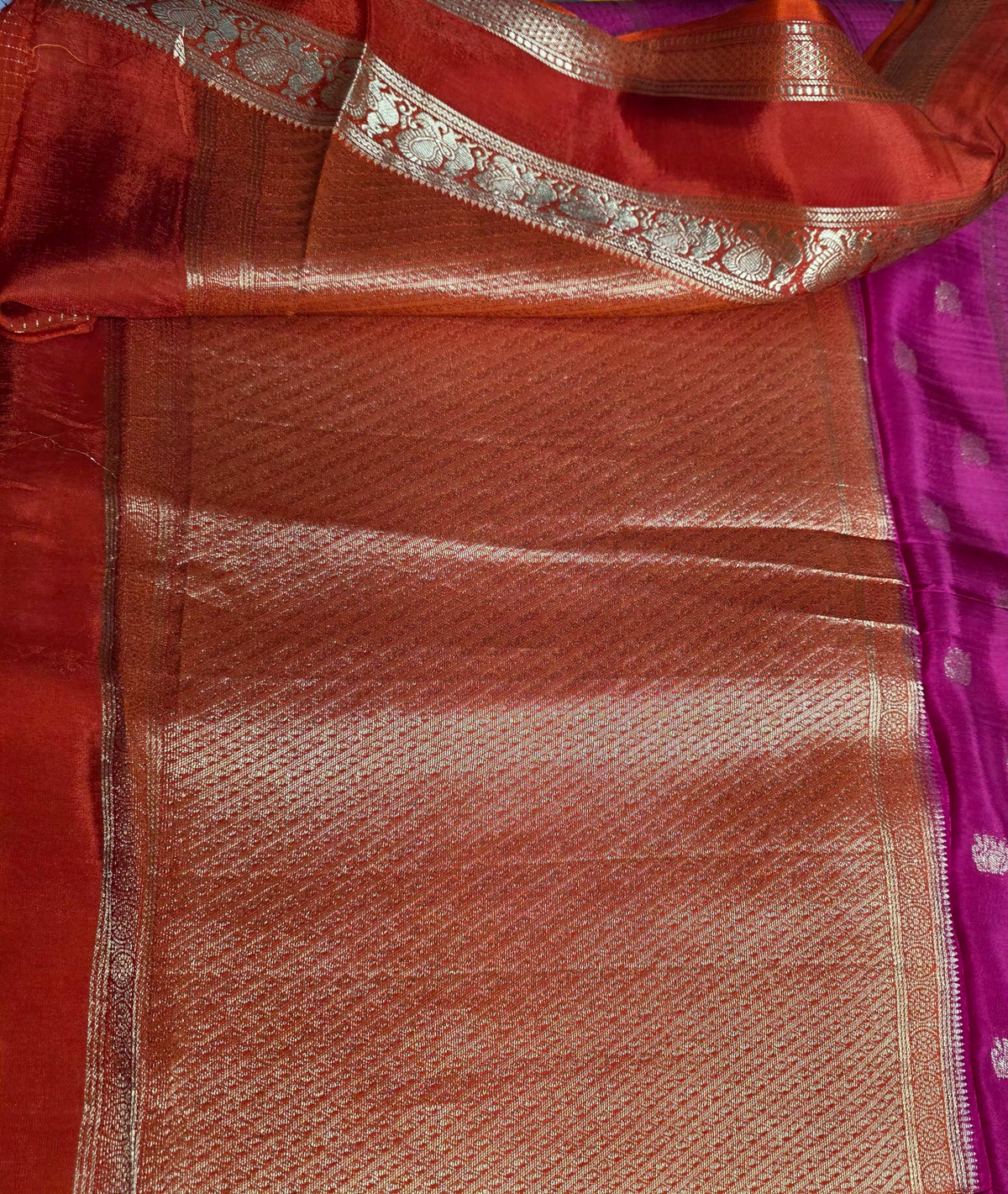 Pure Viscose Silk - Pink and Orange