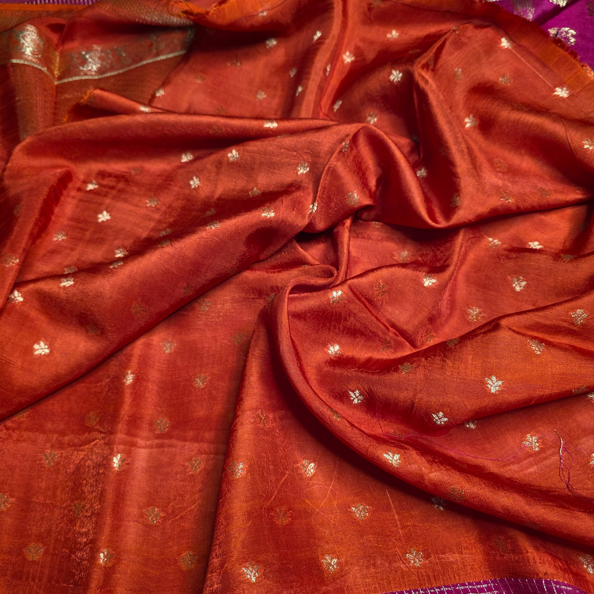 Pure Viscose Silk - Pink and Orange