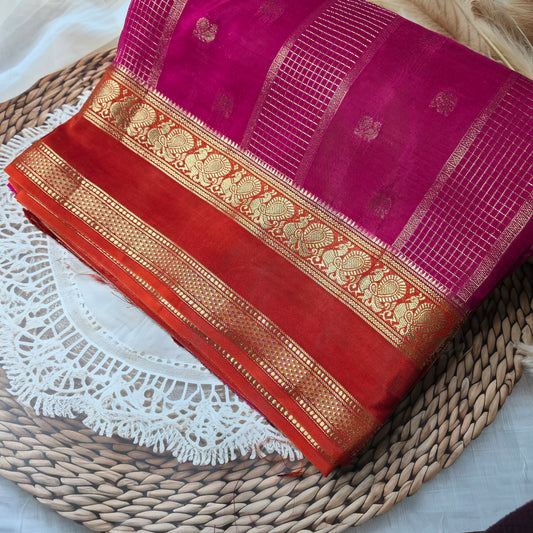 Pure Viscose Silk - Pink and Orange