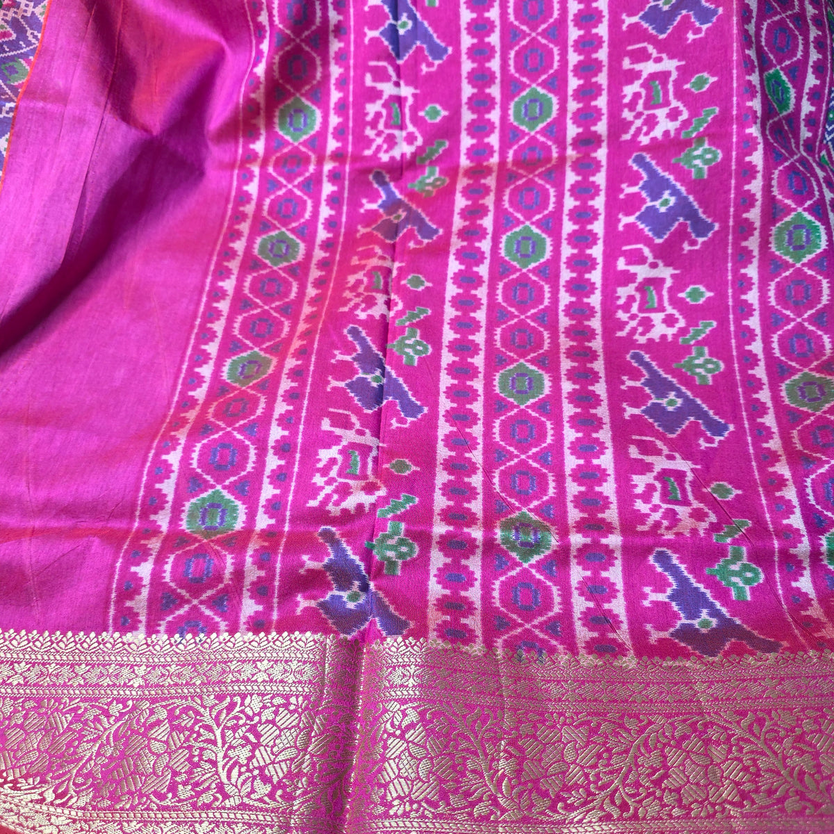 Patola Silk Saree - Blue Shade