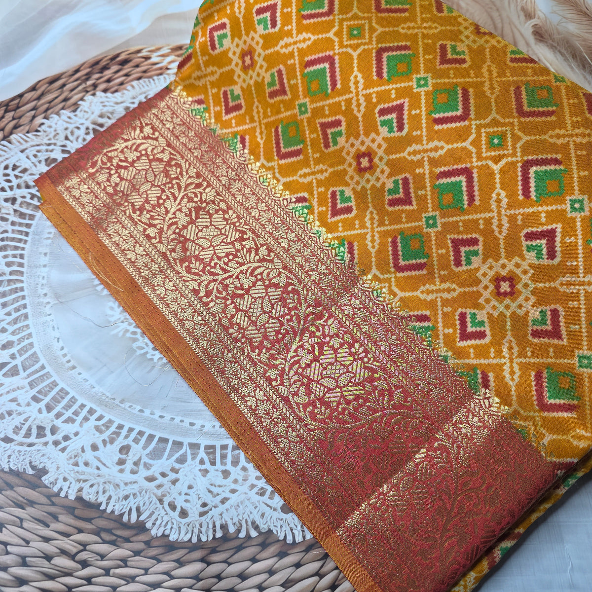 Patola Silk Saree - Yellow Shade