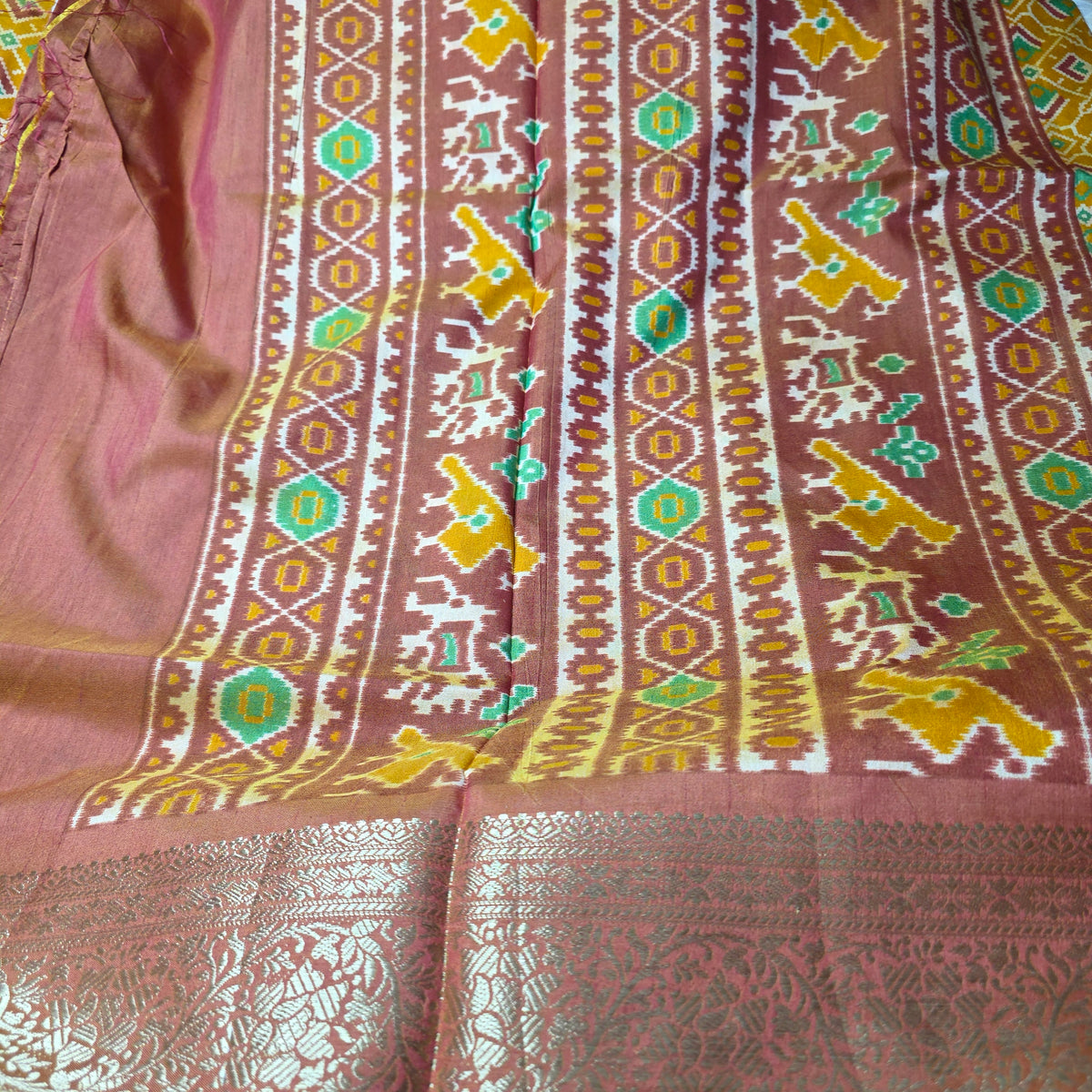 Patola Silk Saree - Yellow Shade