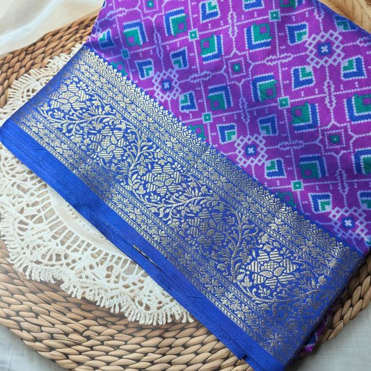 Patola Silk Saree - Blue Shade