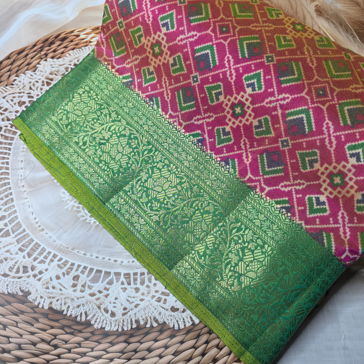 Patola Silk Saree - Peach Shade