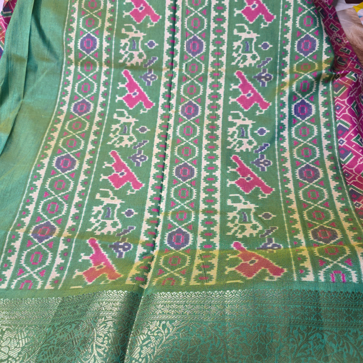 Patola Silk Saree - Peach Shade