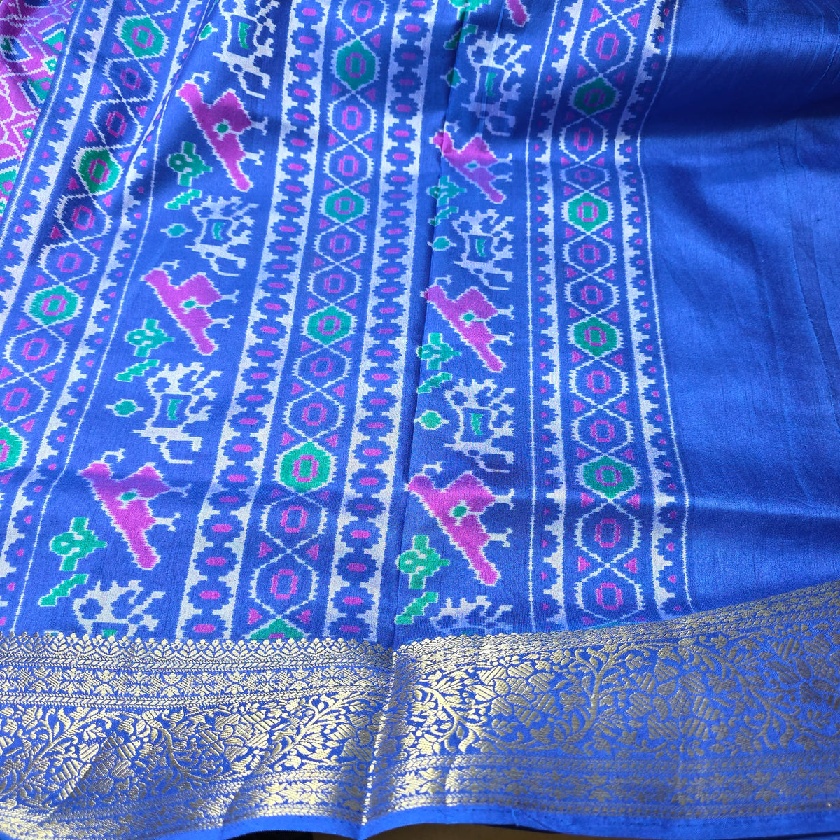 Patola Silk Saree - Blue Shade