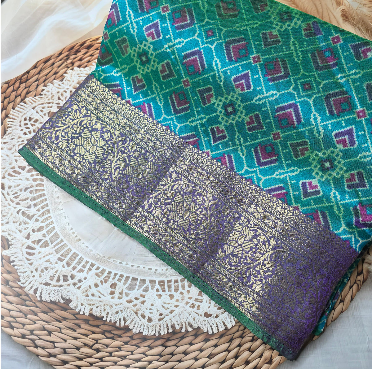 Patola Silk Saree - Green Shade