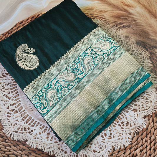 Green crepe georgette saree